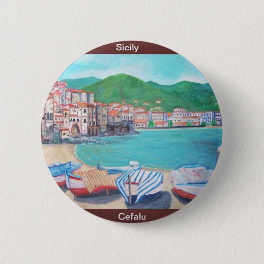 Cefalu, Sizilien-Knopf Button (Vorderseite)