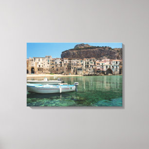 Cefalu Stadt in Sizilien Leinwanddruck