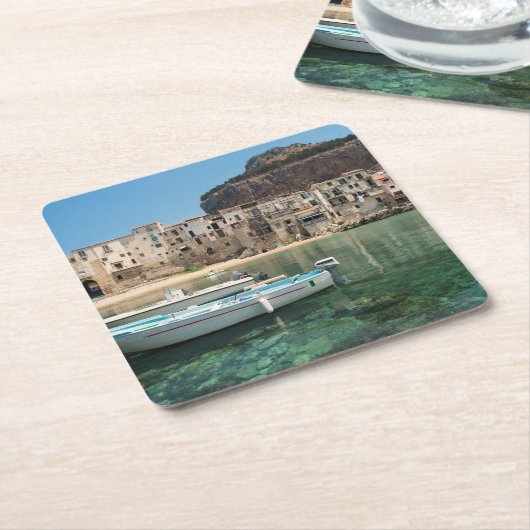 Cefalu Stadt in Sizilien Rechteckiger Pappuntersetzer (angewinkelt)