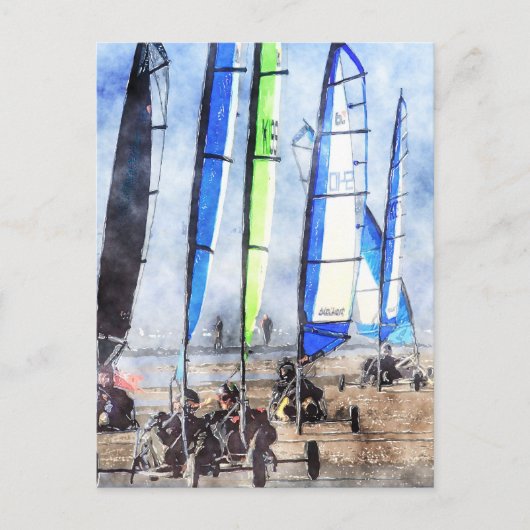 Cefn Sidan Blokart Racing Competition Postkarte (Vorderseite)