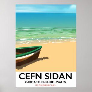 Cefn Sidan, Carmarthenshire waldet Vintage Eisenba Poster