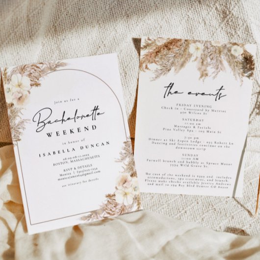 CEIRA Bohemisch Pampas Grass Bachelorette Wochenen Einladung