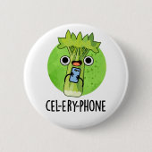 Cel-lery Phone Funny Celery Veggie Pun Button (Vorderseite)
