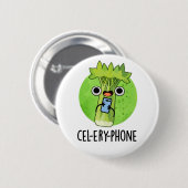 Cel-lery Phone Funny Celery Veggie Pun Button (Vorne & Hinten)