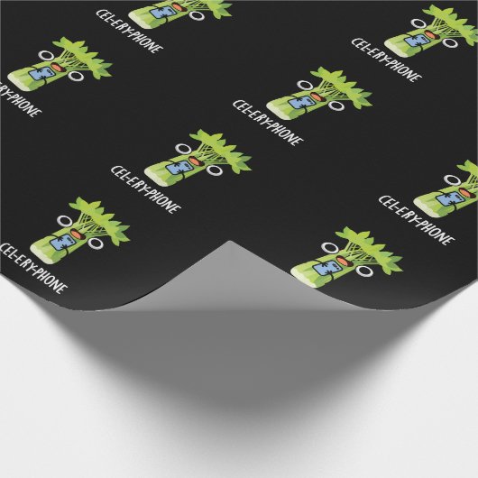 Cel-lery Phone Funny Celery Veggie Pun Dark BG Geschenkpapier (Ecke)