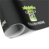 Cel-lery Phone Funny Celery Veggie Pun Dark BG Geschenkpapier (Rolleneckpunkt)