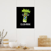 Cel-lery Phone Funny Celery Veggie Pun Dark BG Poster (Küche)