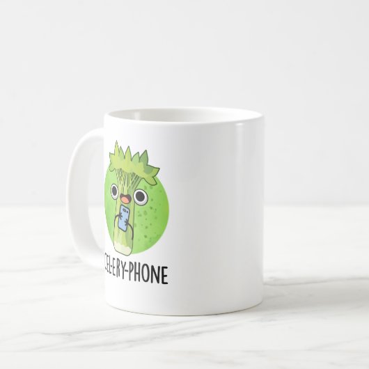 Cel-lery Phone Funny Celery Veggie Pun Kaffeetasse (Vorderseite Links)