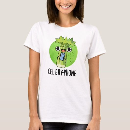 Cel-lery Phone Funny Celery Veggie Pun T-Shirt (Vorderseite)