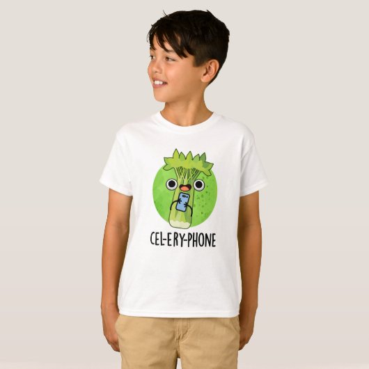 Cel-lery Phone Funny Celery Veggie Pun T-Shirt (Vorne ganz)