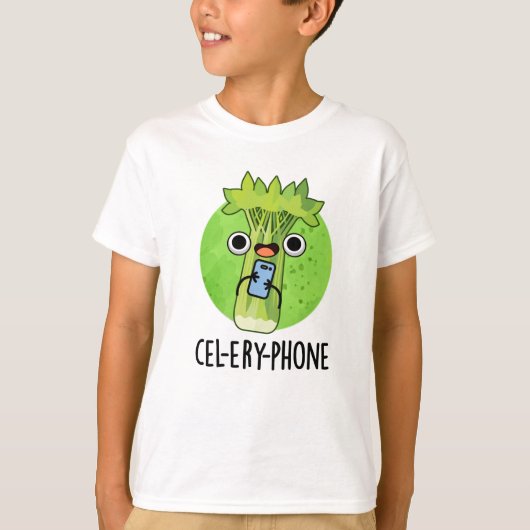 Cel-lery Phone Funny Celery Veggie Pun T-Shirt (Vorderseite)