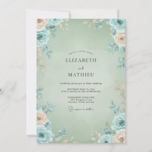 Celadon Aqua Petal Hochzeit Einladung
