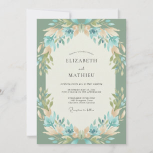 Celadon Aqua Zweig Eukalyptus Hochzeit Einladung