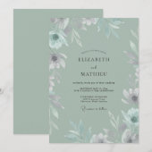 Celadon-Bemalte-Blatt-Hochzeit Einladung (Vorne/Hinten)