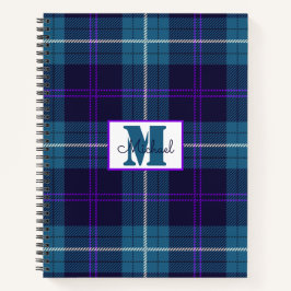 Celadon Blue-Dark Blue Kariert Tartan Personalisie Notizblock