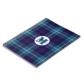 Celadon Blue Kariert Tartan Monogram Script Name Notizblock (Linke Seite)