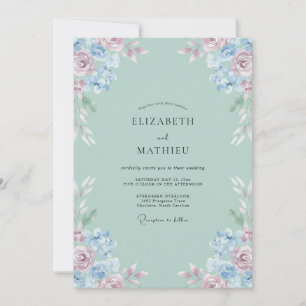 Celadon-Blüten-Hochzeit Einladung
