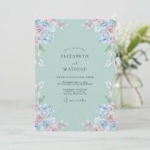 Celadon-Blüten-Hochzeit Einladung (Stehend Vorderseite)