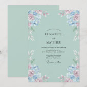 Celadon-Blüten-Hochzeit Einladung (Vorne/Hinten)