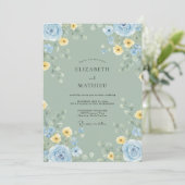 Celadon Butter Bloom Hochzeit Einladung (Stehend Vorderseite)