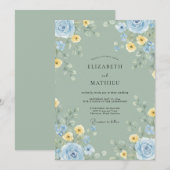 Celadon Butter Bloom Hochzeit Einladung (Vorne/Hinten)