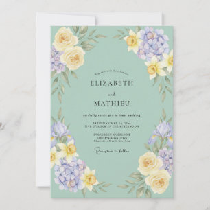 Celadon-Butter-Lilac-Pfingstrosen-Hochzeit Einladung