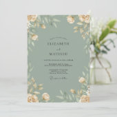 Celadon-Creme-Blatt-Hochzeit Einladung (Stehend Vorderseite)