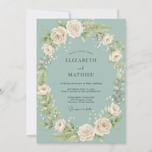 Celadon-Cremrosa-Hochzeit Einladung
