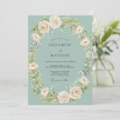 Celadon-Cremrosa-Hochzeit Einladung (Stehend Vorderseite)