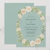 Celadon-Cremrosa-Hochzeit Einladung (Vorne/Hinten)