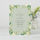 Celadon-Elfenbein-Grün-Hochzeit Einladung (Stehend Vorderseite)