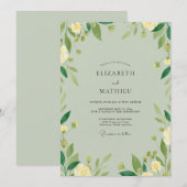 Celadon-Elfenbein-Grün-Hochzeit Einladung (Vorne/Hinten)