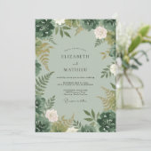 Celadon-Farn-Blüten-Hochzeit Einladung (Stehend Vorderseite)