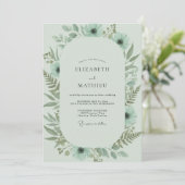 Celadon-Farn-Laub-Hochzeit Einladung (Stehend Vorderseite)