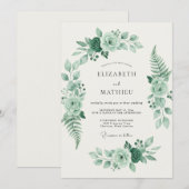 Celadon-Farnblatt-Hochzeit Einladung (Vorne/Hinten)