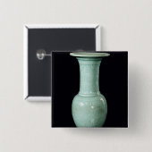 Celadon glasig-glänzender Vase, Yuan-Dynastie Button (Vorne & Hinten)