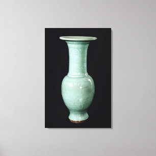 Celadon glasig-glänzender Vase, Yuan-Dynastie Leinwanddruck