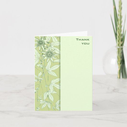 Celadon Green Botanical Floral Thank You Note Card Dankeskarte (Vorderseite)