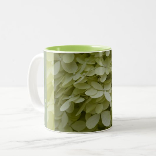 Celadon Green Hydrangea Blüten Zweifarbige Tasse (Vorderseite Links)