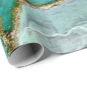 Celadon Green, Jade, Mint Kintsugi Geode Geschenkpapier (Rolleneckpunkt)