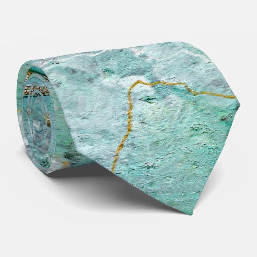 Celadon Green, Jade, Mint Kintsugi Geode Krawatte (Gerollt)