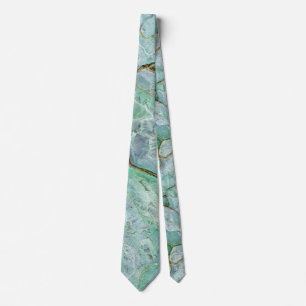 Celadon Green, Jade, Mint Kintsugi Geode Neck Tie Krawatte