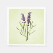 Celadon Green Painted Lavender Sprig Botanical Serviette (Vorderseite)