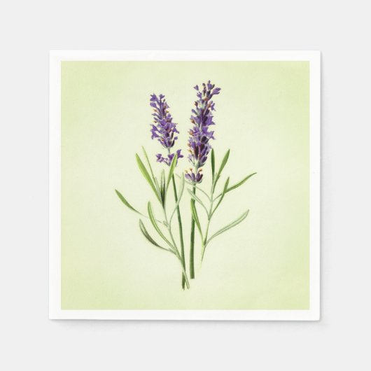 Celadon Green Painted Lavender Sprig Botanical Serviette (Vorderseite)
