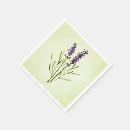 Celadon Green Painted Lavender Sprig Botanical Serviette (Ecke)