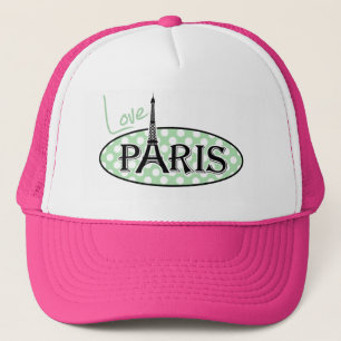 Celadon Green Polka Dots; Paris Truckerkappe