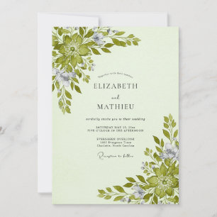 Celadon Grün Botanische Hochzeit Einladung