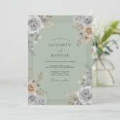 Celadon-Hochzeit mit Bemalung Einladung (Stehend Vorderseite)
