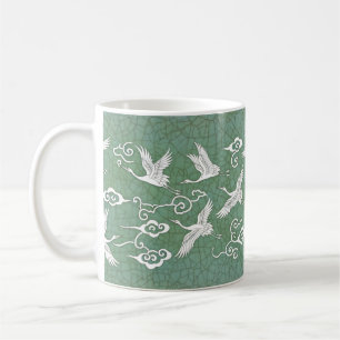 Celadon-Kranich - Koreanische Keramik-Tasse Kaffeetasse
