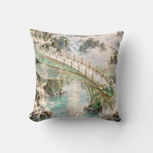 Celadon-Libelle Glasgartenbrücke Kissen
